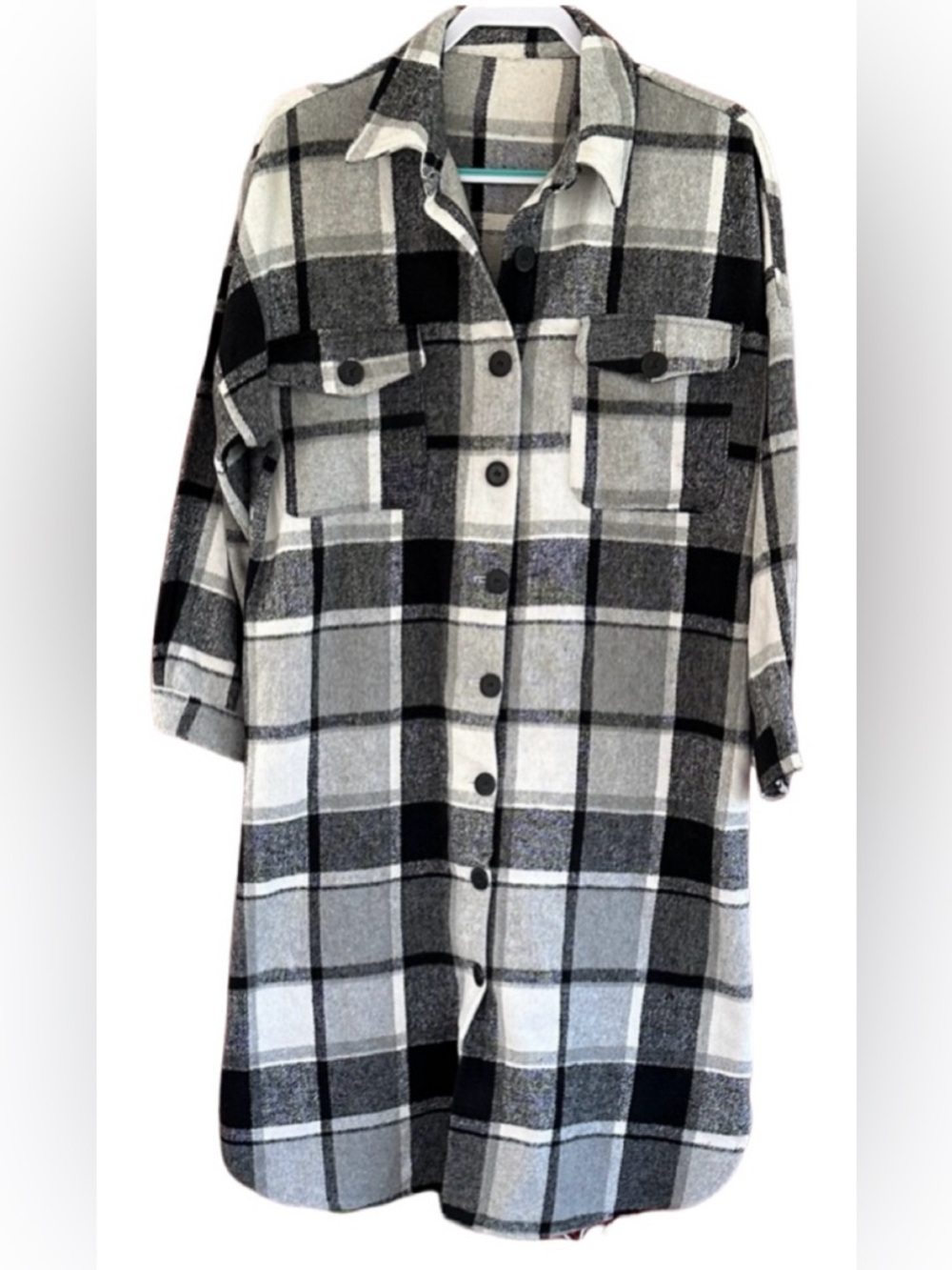 Plaid Black and Gray Women's Shacket
